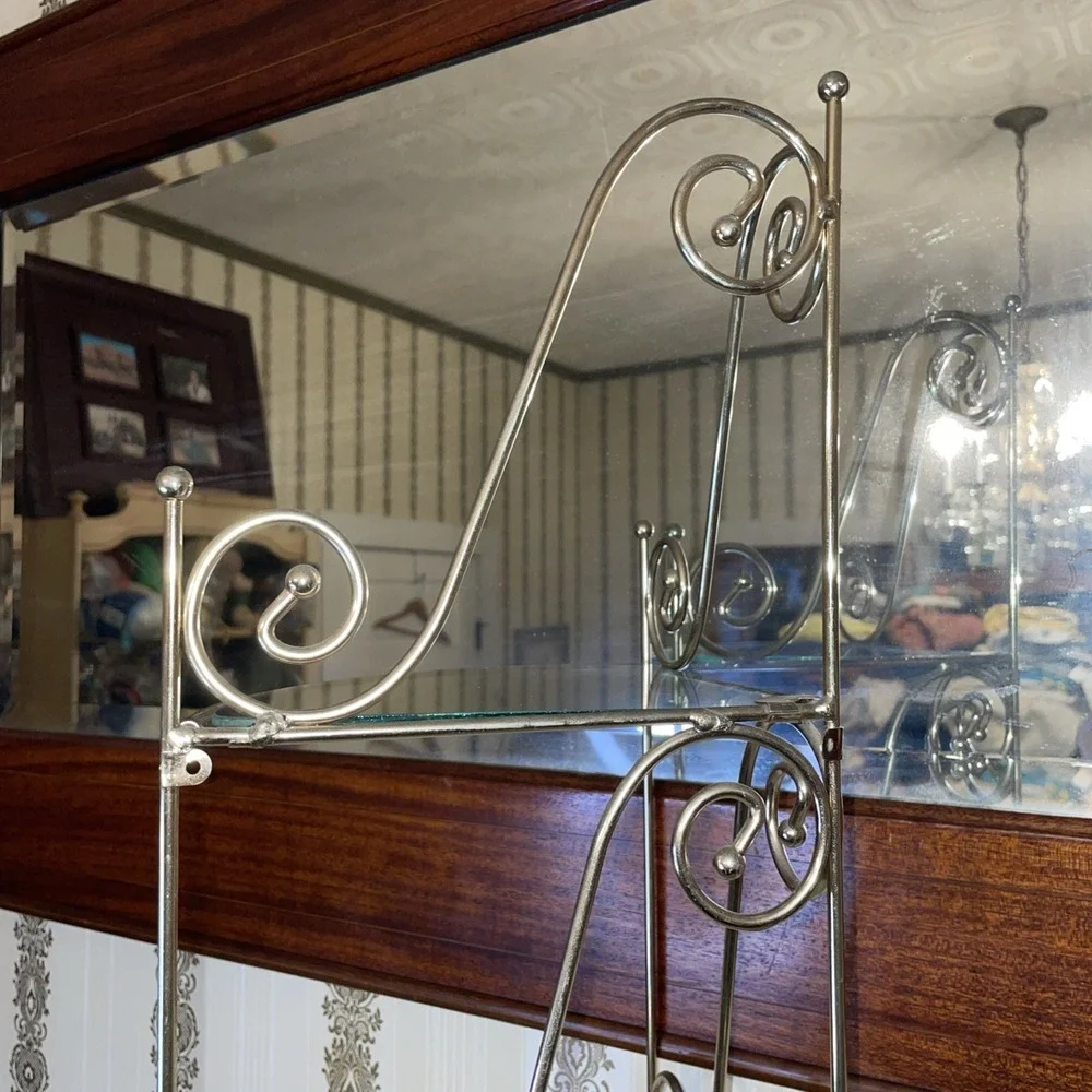 1 Vintage MCM Metal Wall Corner Shelf | 3 Shelves with Glass | 26
